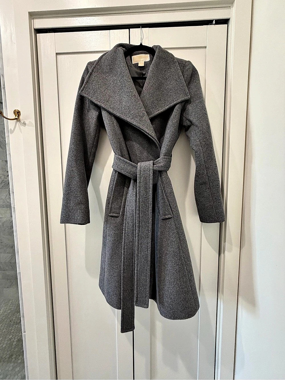 MICHAEL Kors Gray Belted Wrap Coat